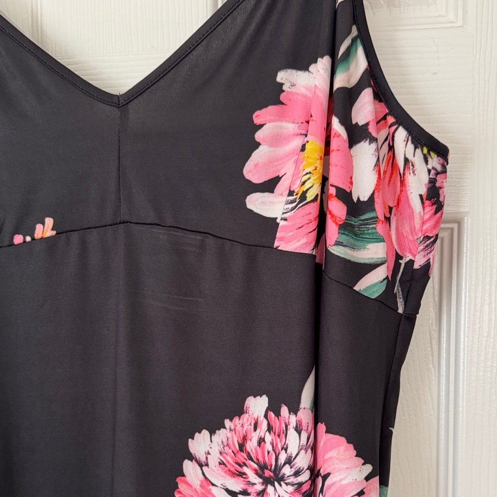 Johnny Was Underliner Black Dress with Pink Floral Design - Picture 3 of 5
